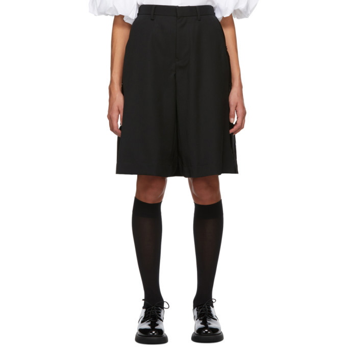 Noir Kei Ninomiya Black Wool Skirt Overlay Shorts Noir Kei Ninomiya