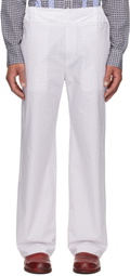 Edward Cuming White Patchwork Elasticized Trousers