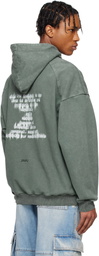 Juun.J Blue Language Lettering Embroidery Dyed Hoodie