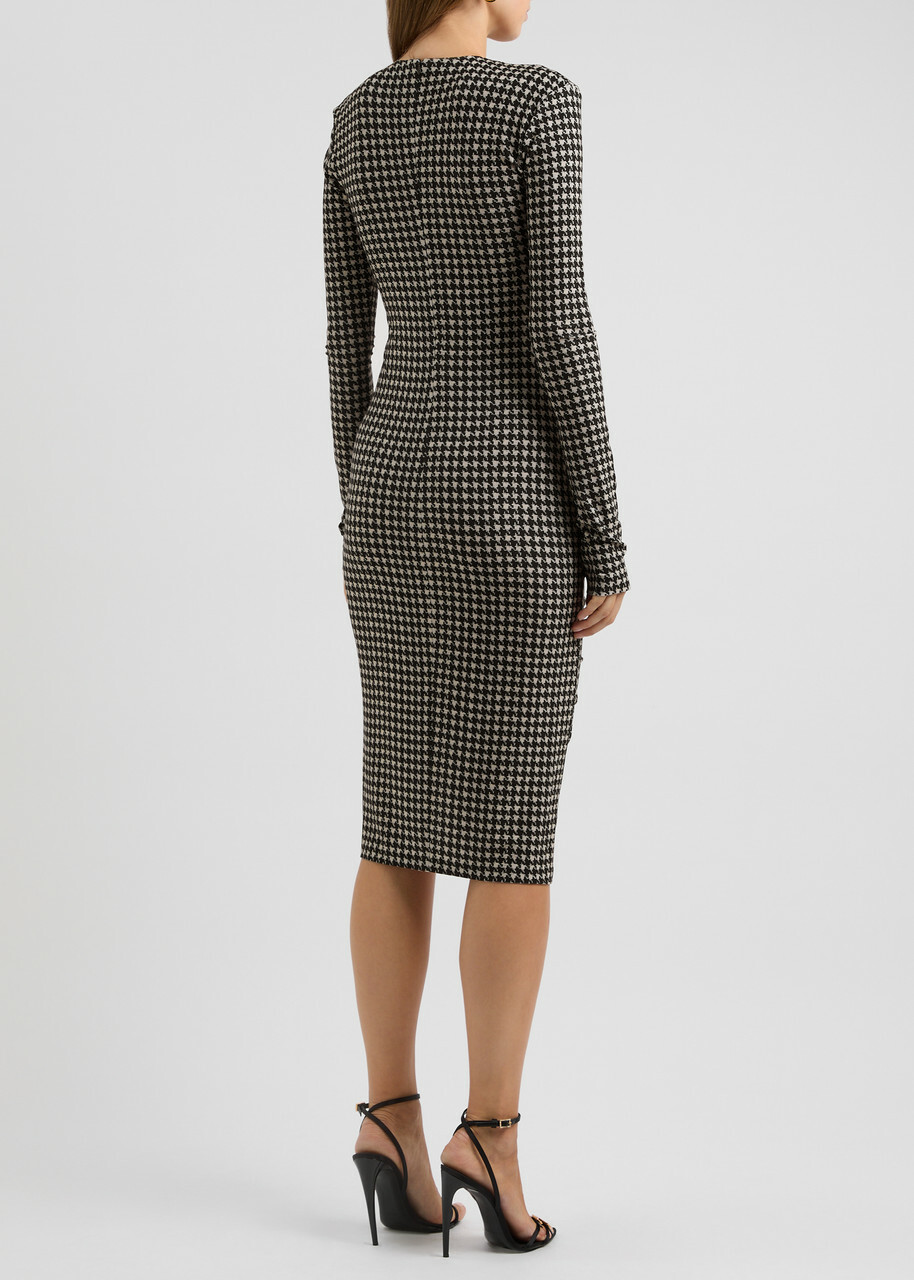 Norma Kamali Printed Ruched Stretch-jersey Midi Dress Black