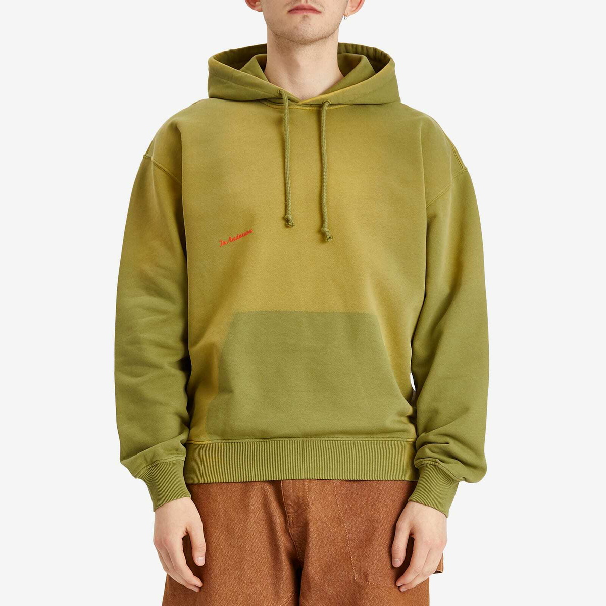 JW Anderson Men's Aged Logo Hoodie in Olive