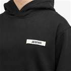 Jacquemus Men's Gros Grain Logo Hoodie in Black