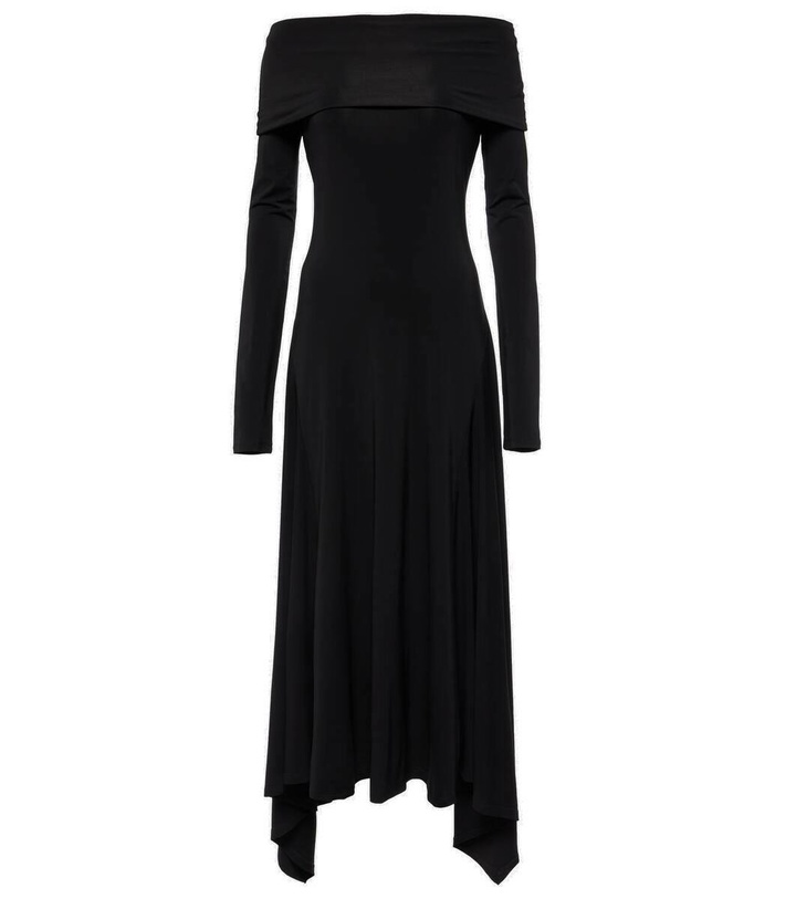 Photo: Max Mara Gerla off-shoulder jersey maxi dress