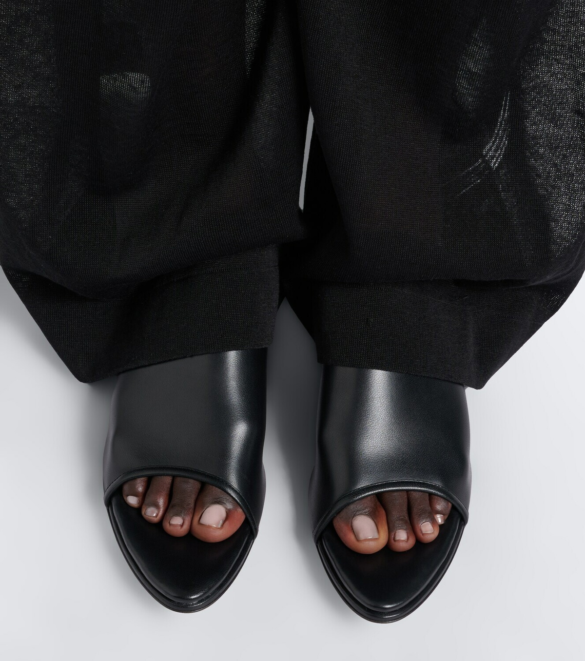 Christen Stretch leather wedge mules
