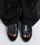 Christen Stretch leather wedge mules