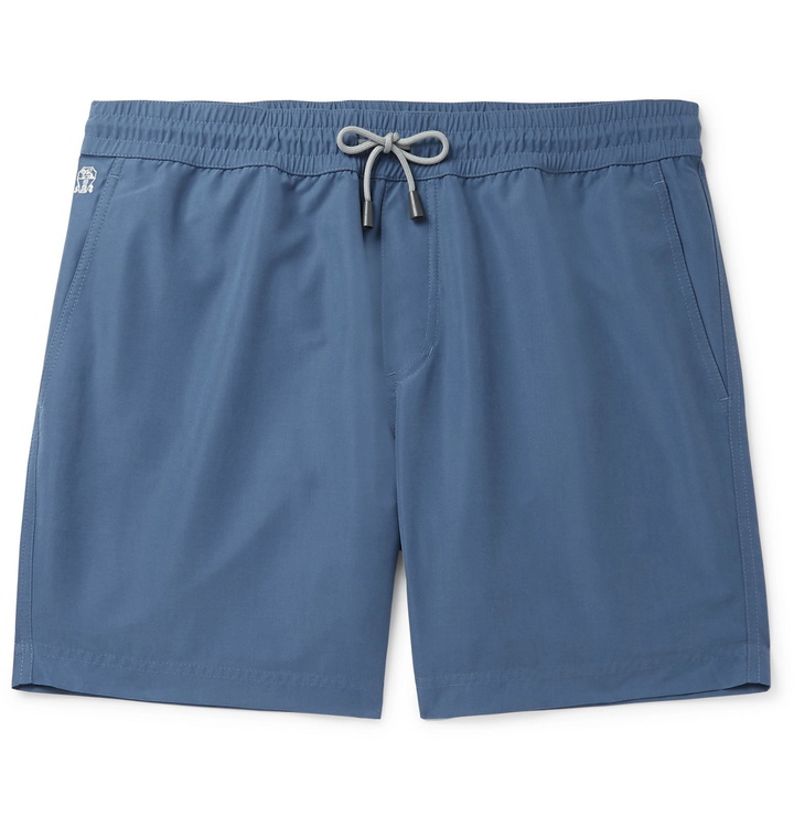 Photo: Brunello Cucinelli - Wide-Leg Mid-Length Swim Shorts - Blue