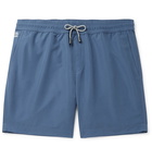 Brunello Cucinelli - Wide-Leg Mid-Length Swim Shorts - Blue