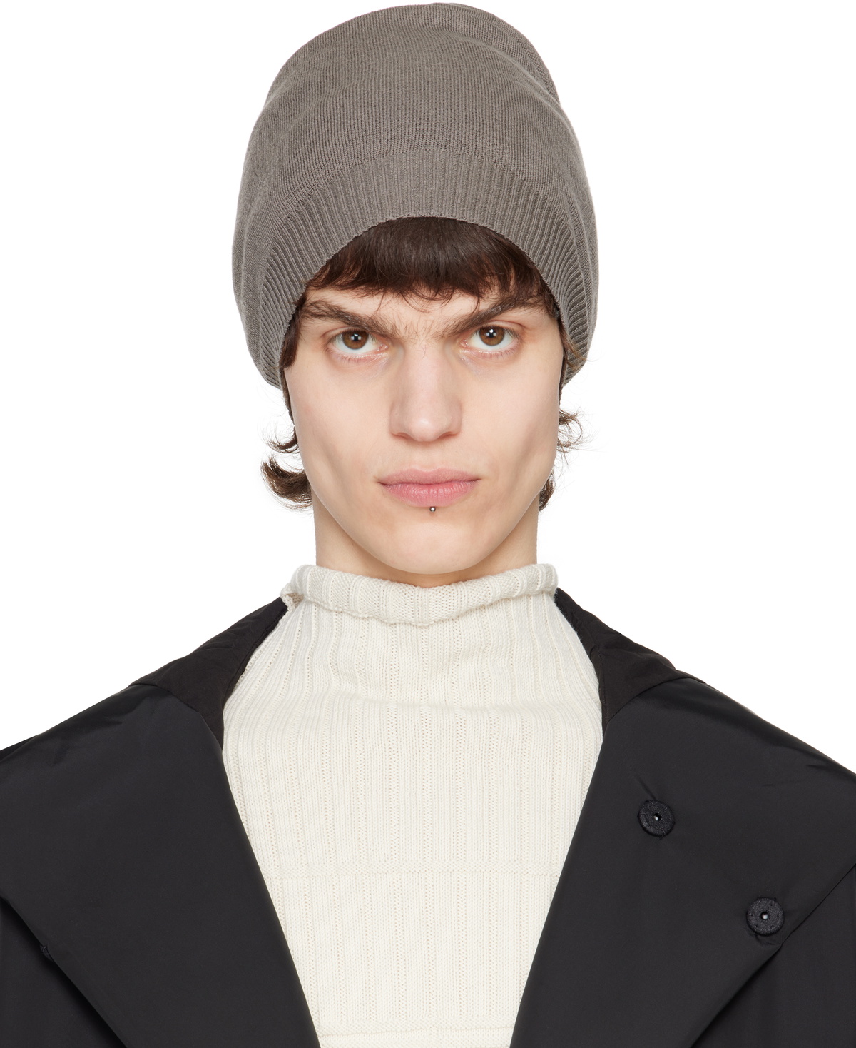 帽子 23AW Rick Owens /Cashmere knit balaclava Green Skull Cashmere Balaclava | RICK OWENS | MR PORTER