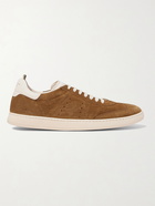 OFFICINE CREATIVE - Kombo Leather-Trimmed Suede Sneakers - Brown