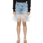 Unravel Blue Denim Tulle Distressed Miniskirt