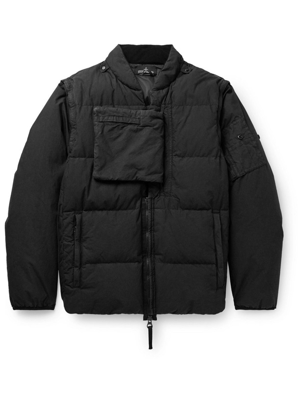 Photo: Stone Island Shadow Project - Convertible Quilted Cotton And Nylon-Blend Hooded Down Jacket - Black