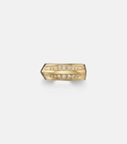 Stone and Strand Knife Edge 14kt gold ear cuff with diamonds