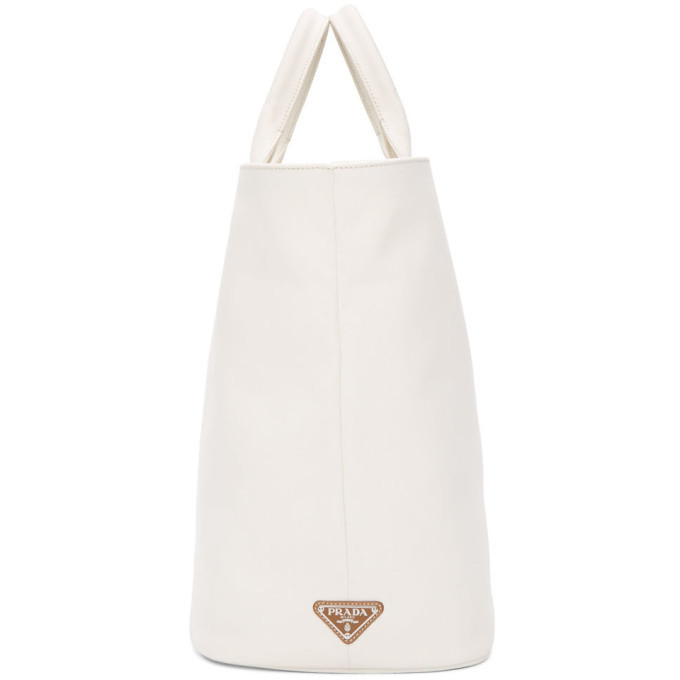 Prada White Canvas Tote