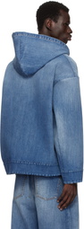 Valentino Blue Oversized Denim Hoodie