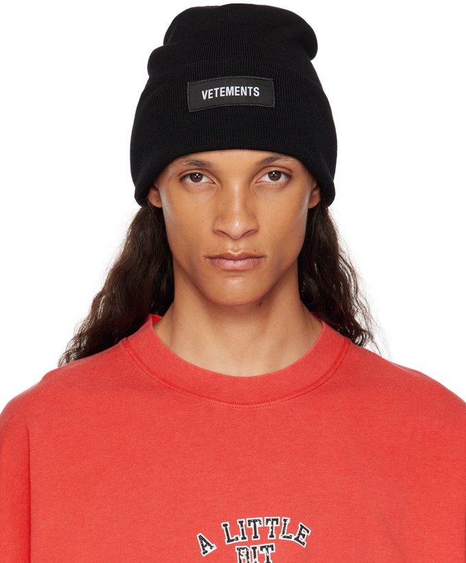 Photo: VETEMENTS Black Blackout Logo Beanie