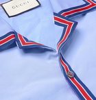 Gucci - Camp-Collar Embroidered Cotton Shirt - Men - Light blue