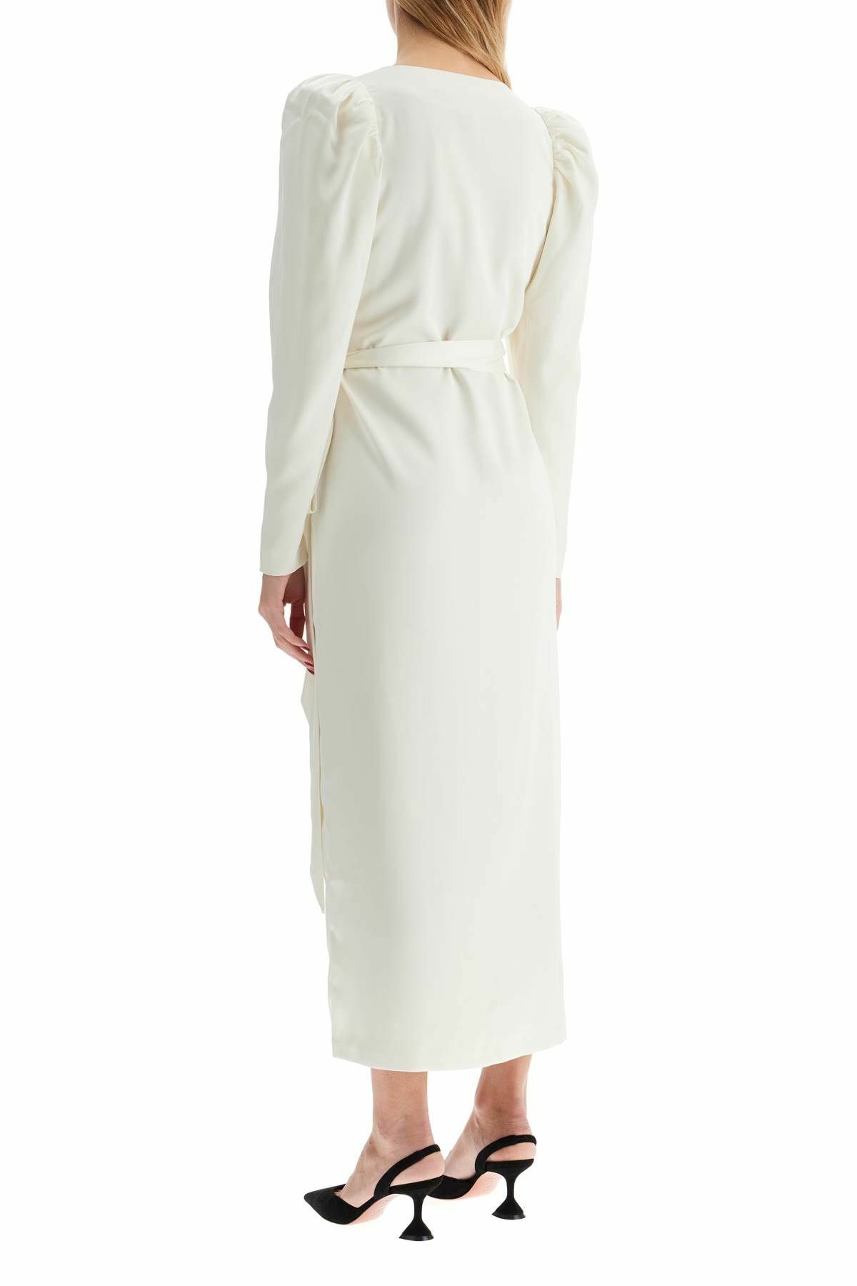 ROTATE wrap midi dress with a wrap White