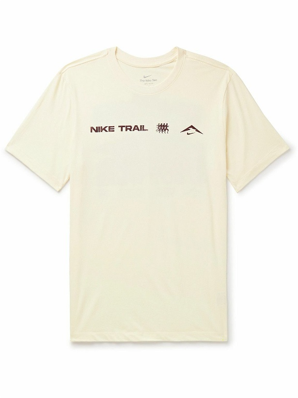 Photo: Nike Running - Trail Logo-Print Cotton-Blend Dri-FIT T-Shirt - Neutrals