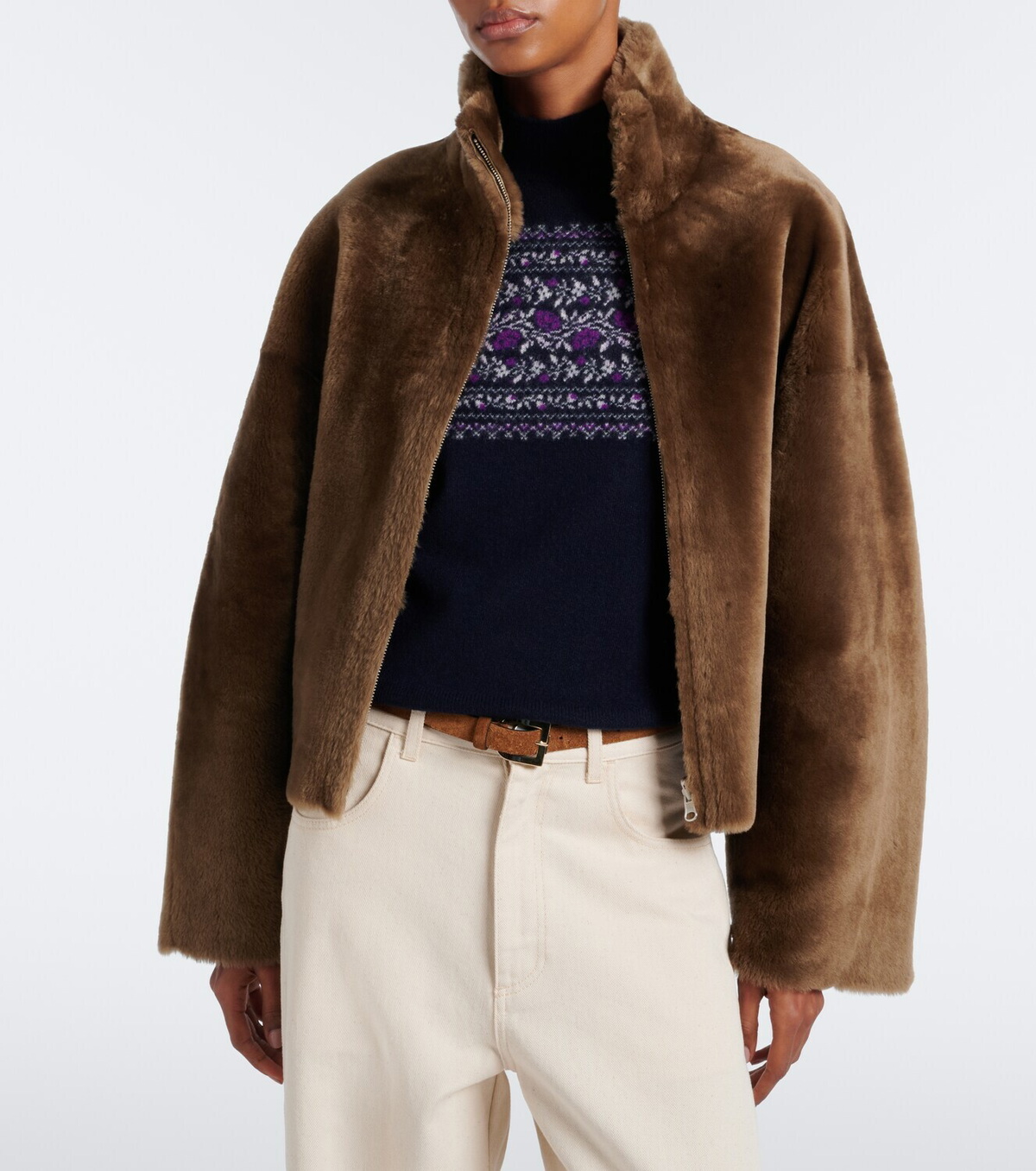 Vince Fair Isle floral cashmere sweater