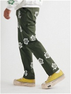 Sorry In Advance - Slim-Fit Floral-Print Cotton-Canvas Trousers - Green