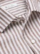 LORO PIANA - Striped Linen Shirt - Brown - M