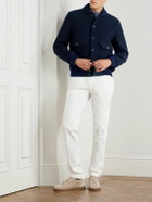 Eleventy - Slim-Fit Ribbed-Knit Trimmed Wool-Blend Bomber Jacket - Blue