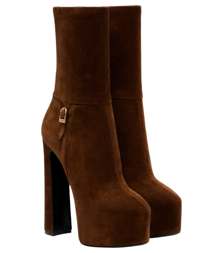 Photo: Saint Laurent Nico 155 suede platform ankle boots