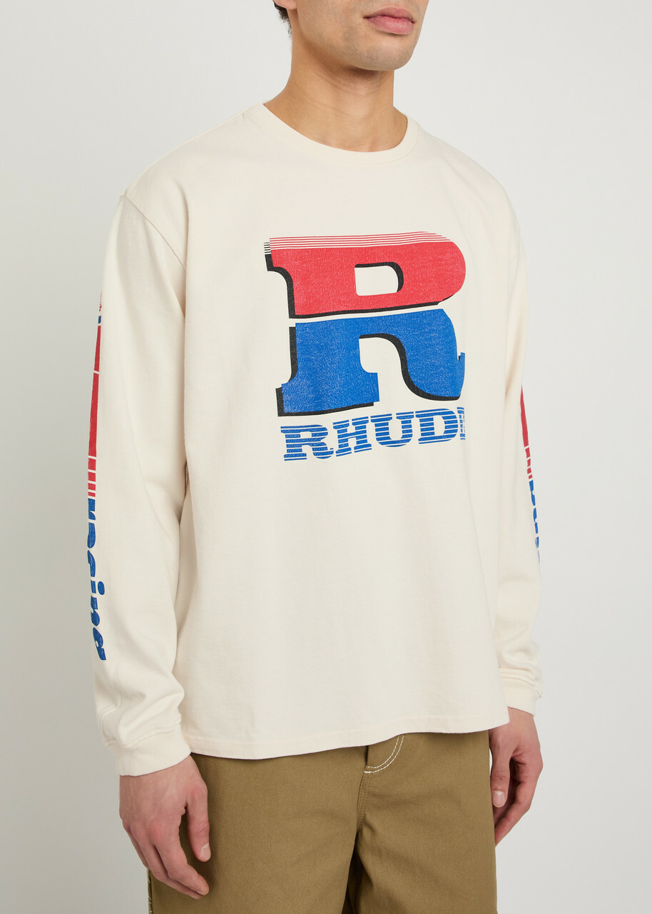 Rhude Split Petrol Logo-print Cotton T-shirt White