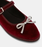 Giambattista Valli Bow-detail velvet ballet flats