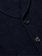 Oliver Spencer - Orkeny Shawl-Collar Ribbed Wool Cardigan - Blue