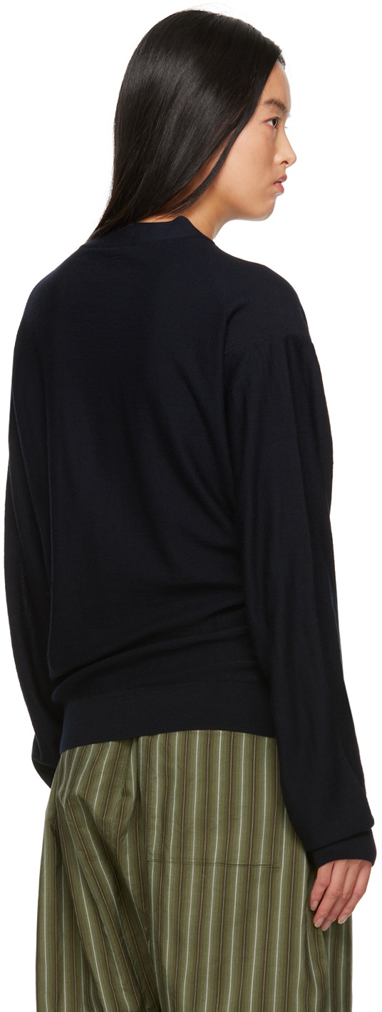 LEMAIRE Navy Relaxed Twisted Cardigan Lemaire 