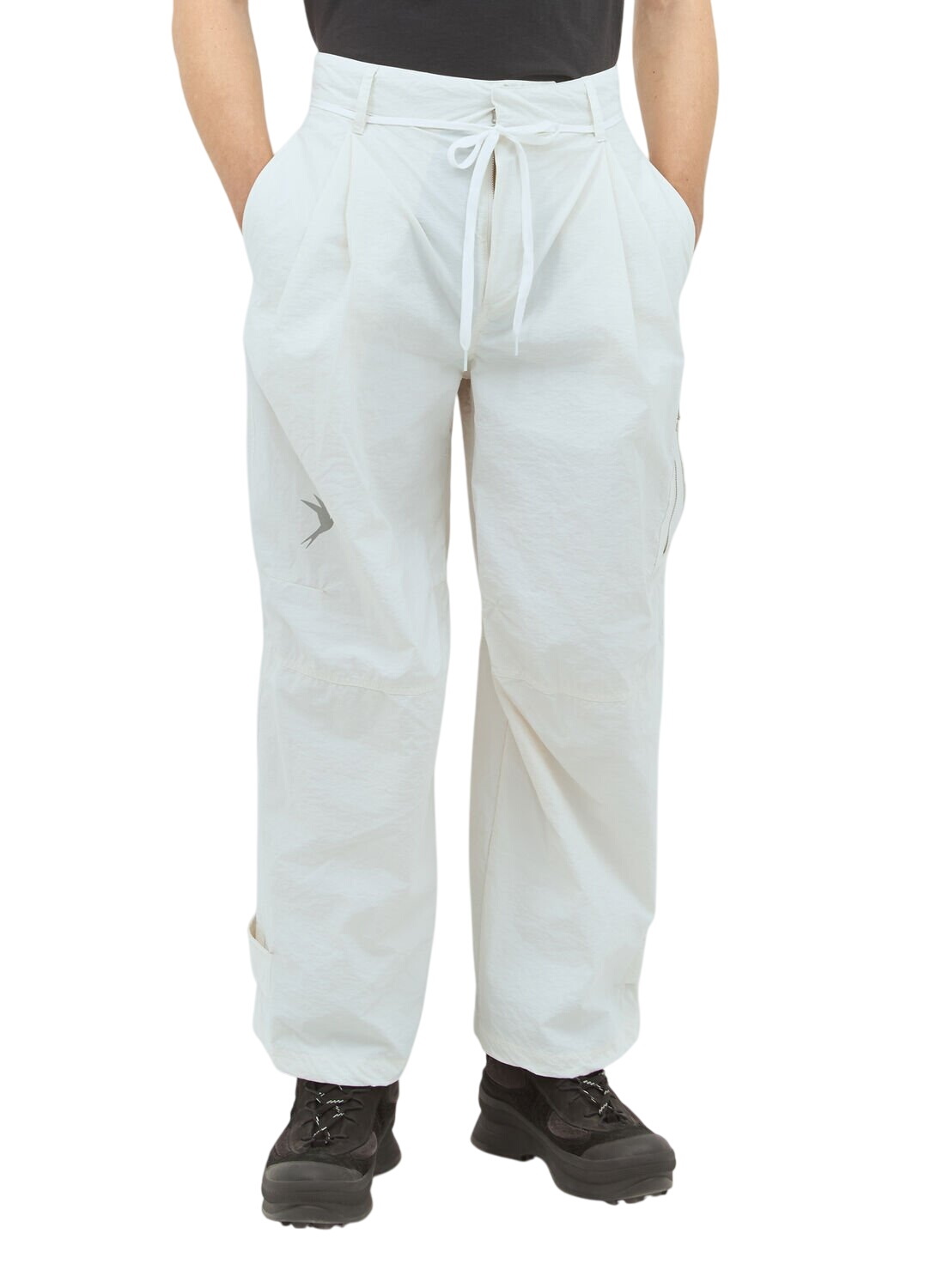 【最終値下げ】GATHER RIBBON CARGO PANTS (WHITE) 受注制【Chikashitsu +】oversized gather cargo pants (3color) | OUR