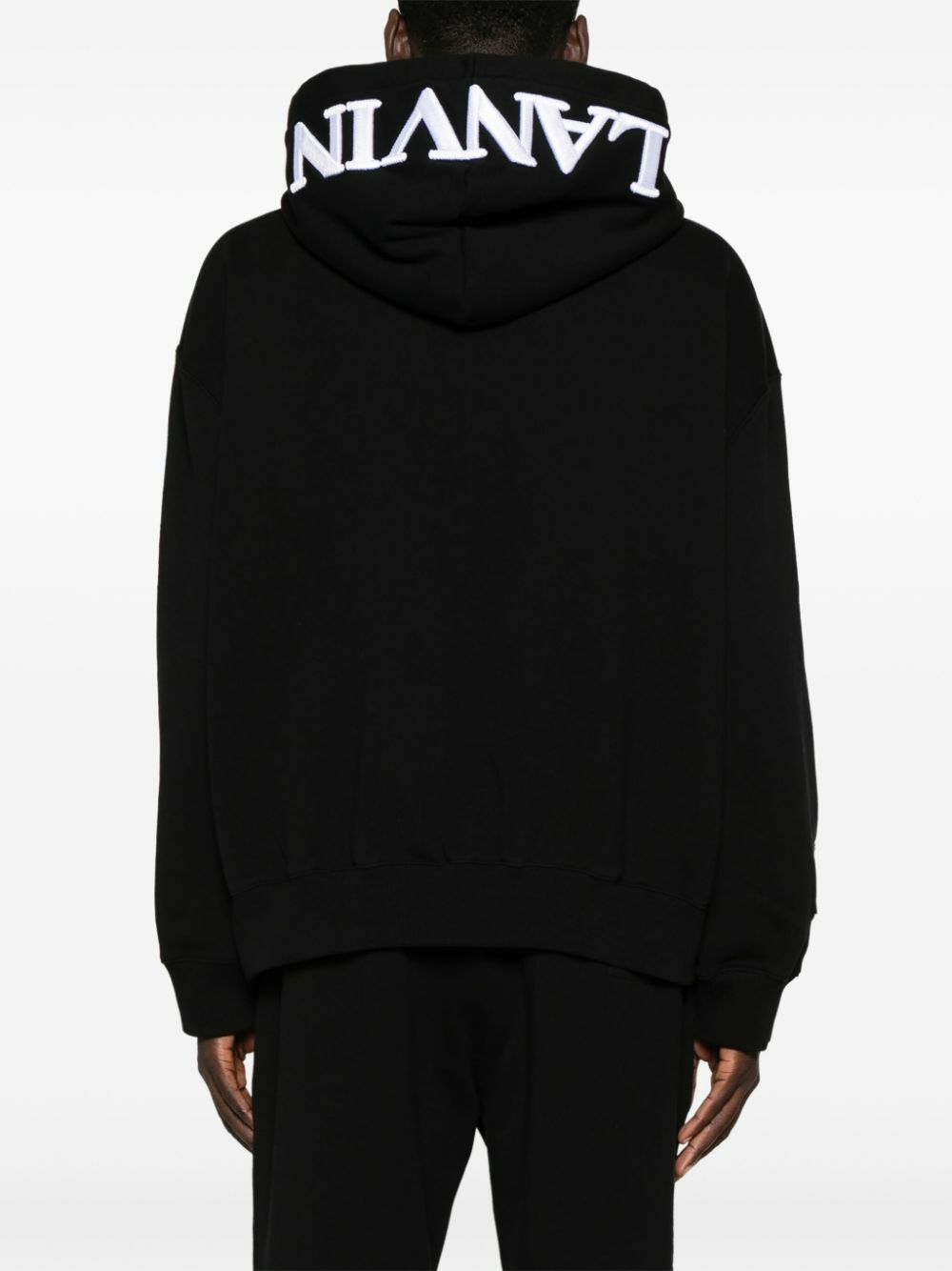 Lanvin Black Logo-Embroidered Cotton Hoodie