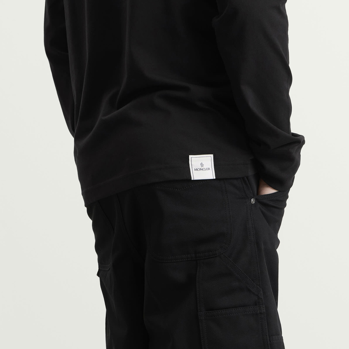 Moncler Men's Long Sleeve Cotton T-Shirt in Black