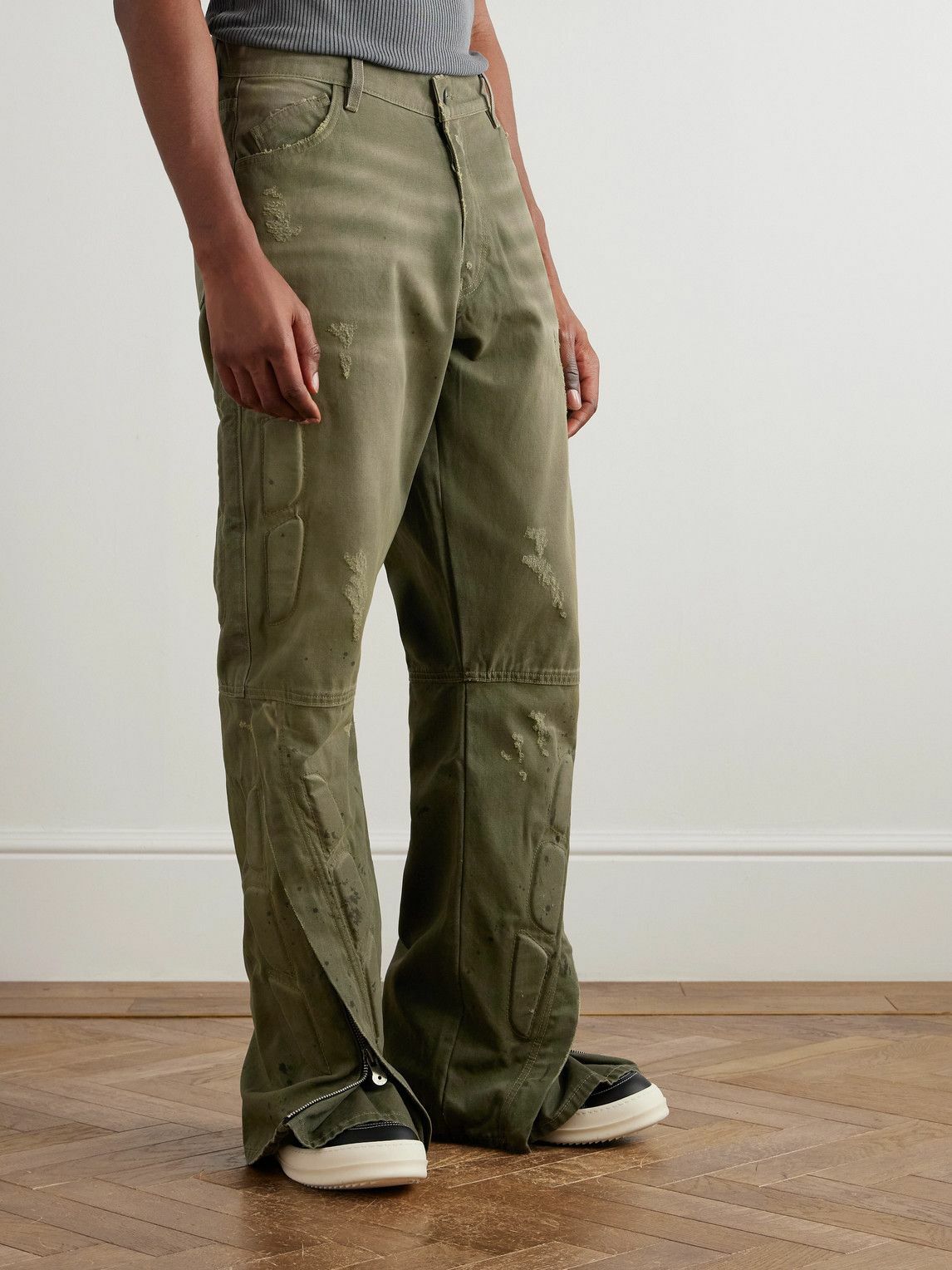 Satoshi Nakamoto - Enduro Straight-Leg Padded Distressed Jeans - Green