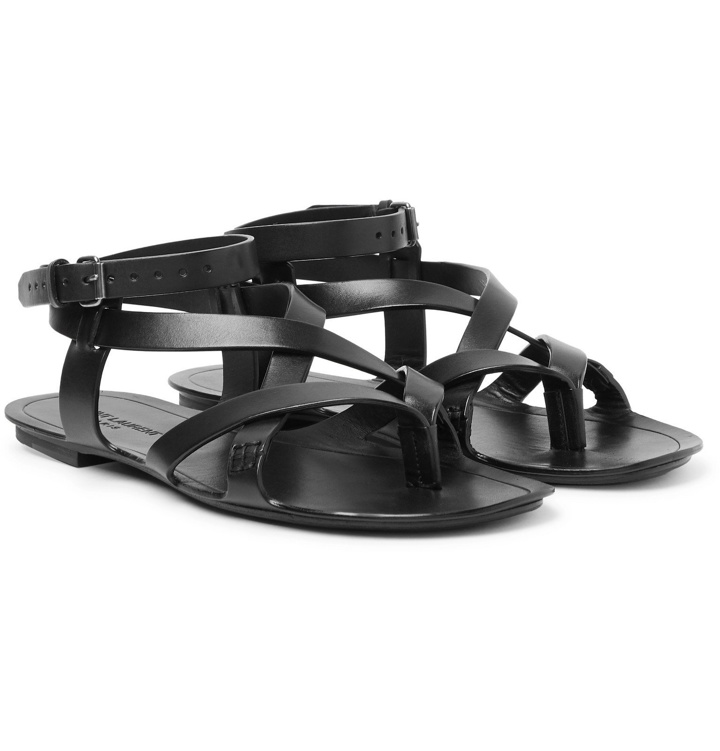 Photo: SAINT LAURENT - Culver Leather Sandals - Black