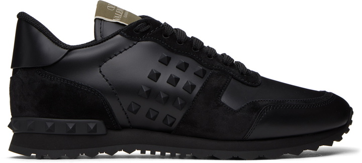 Photo: Valentino Garavani Black Rockstud Sneakers