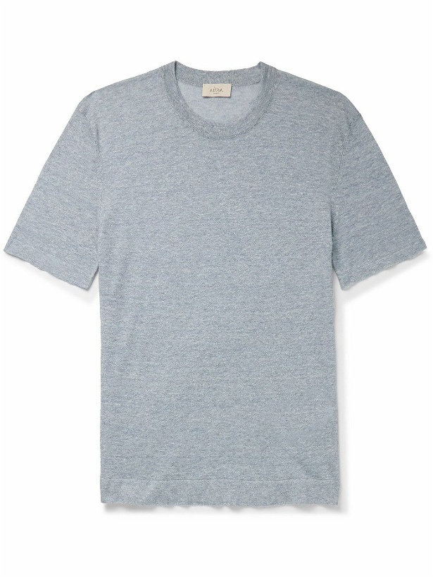 Photo: Altea - Linen and Cotton-Blend Jersey T-Shirt - Blue