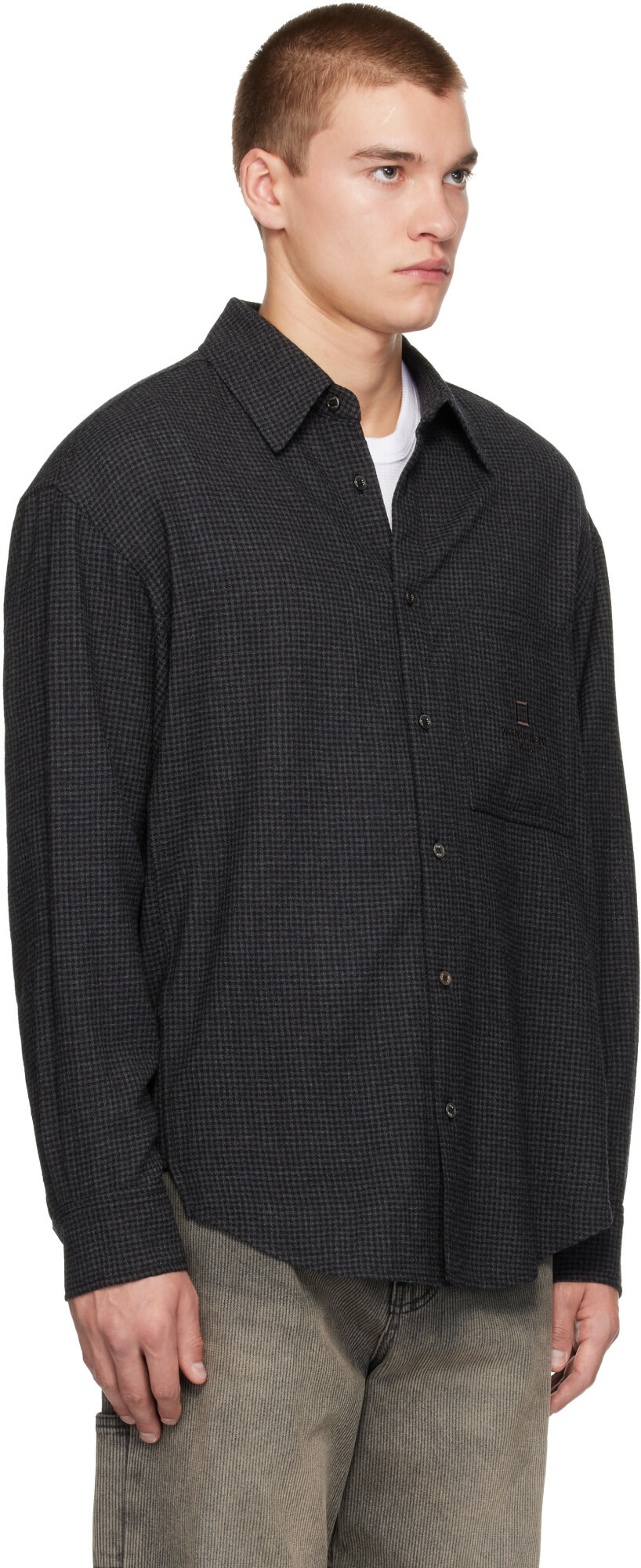 WOOYOUNGMI Gray Small Check Shirt