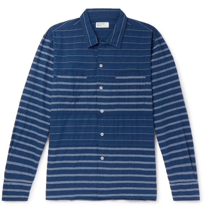 Photo: Universal Works - Striped Cotton-Blend Shirt - Blue