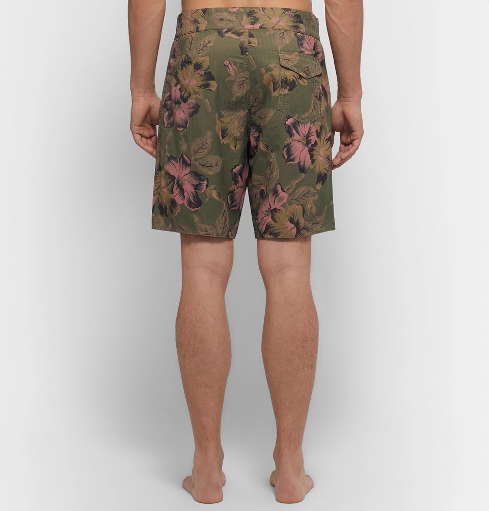 RRL ダブルアールエル Swim Shorts 総柄 W30 水陸両用ショーツ RRL - Long-Length Printed Cotton-Blend Swim Shorts - Green RRL