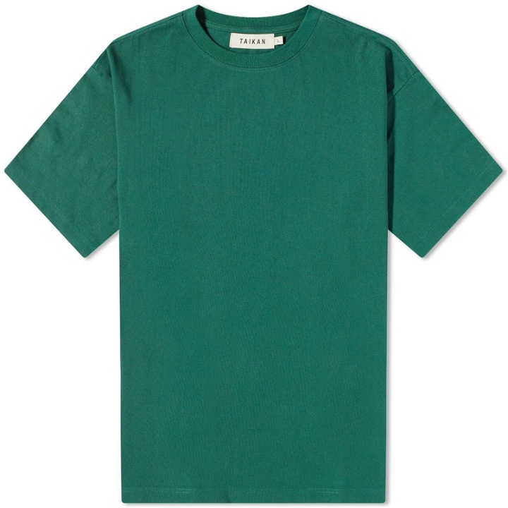 Photo: Taikan Men's Garment Dyed Heavyweight T-Shirt in Forest Green