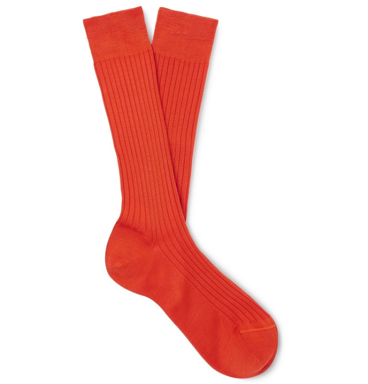 Photo: Charvet - Ribbed Cotton Socks - Orange
