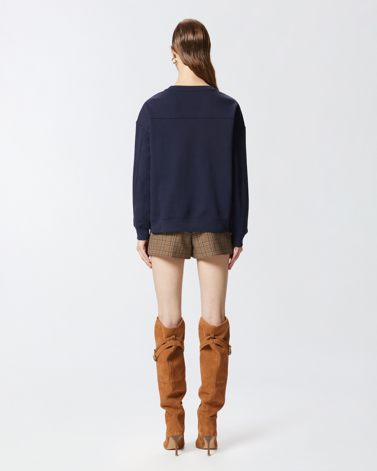 Pinko Crew Neck Sweatshirt With Love Birds Jewel Embroidery Abyss Blue