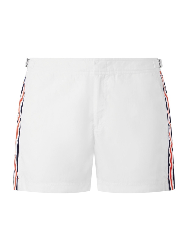 Photo: Orlebar Brown - Setter Straight-Leg Short-Length Striped Swim Shorts - White