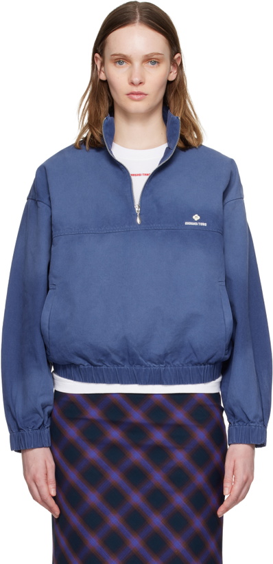 Photo: SHUSHU/TONG Blue Stand Neck Pullover Sweatshirt