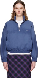 SHUSHU/TONG Blue Stand Neck Pullover Sweatshirt