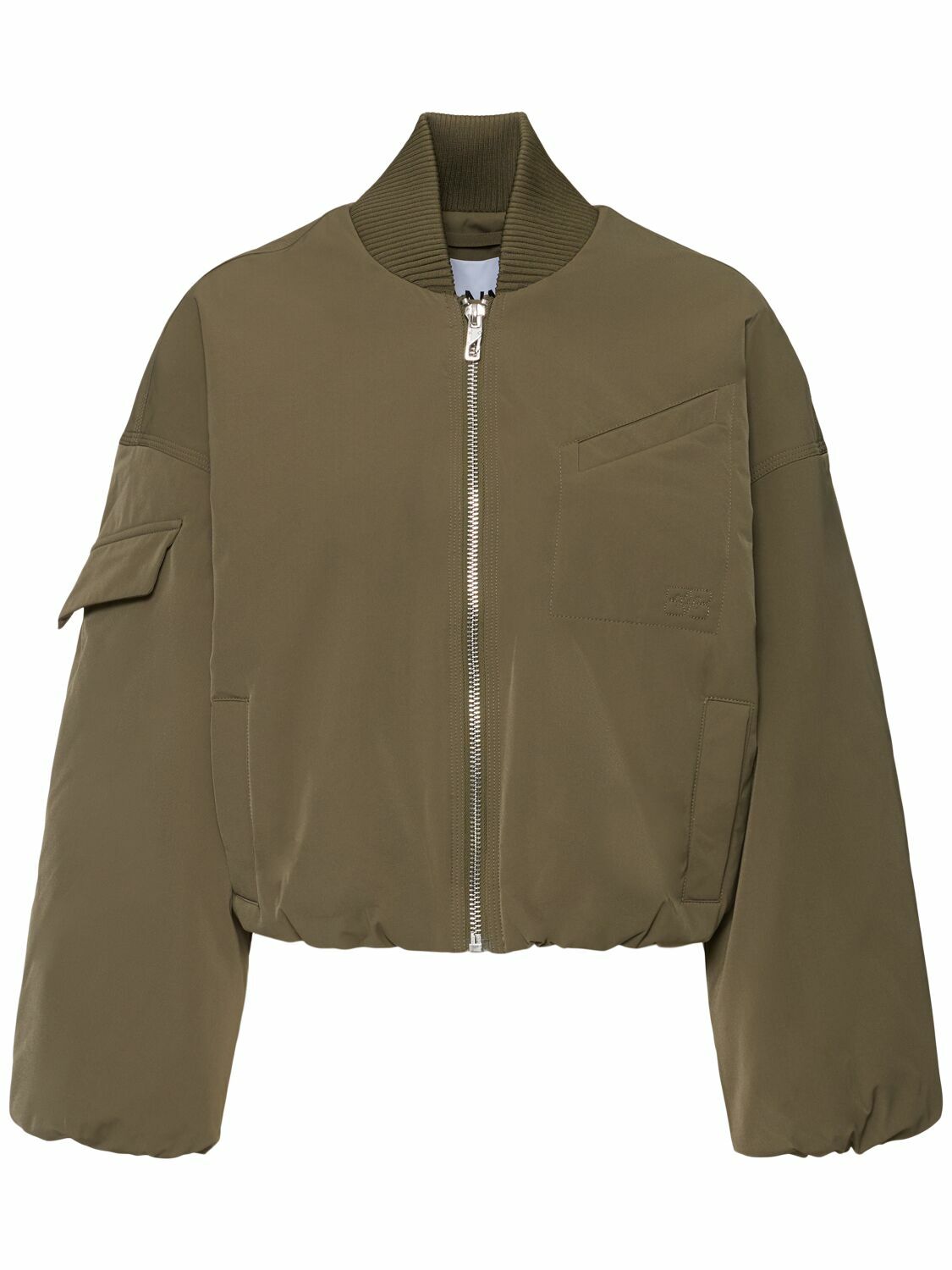 【ganni・ガニー】 BOMBER JACKET アウター Black Black Twill Oversized Short Bomber Jacket | GANNI US