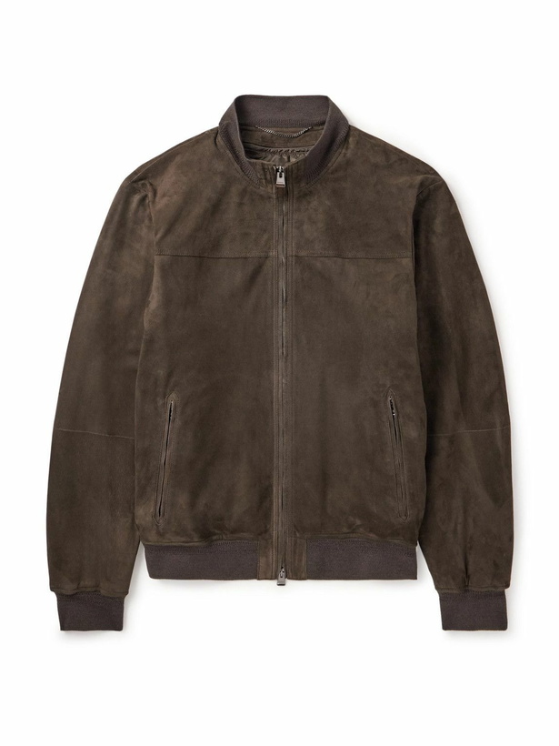 Photo: Canali - Suede Bomber Jacket - Brown