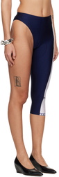 Jean Paul Gaultier Navy Asymetric Cyclist Printed 'Junior Gaultier' Leggings